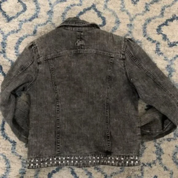 GUESS 1981 black denim jacket small size - Picture 2 of 7